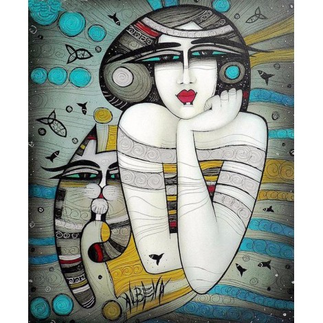 Frau & Katze Abstrakt