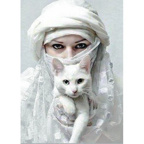 Arabische Frau Mit Katze