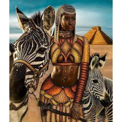 Afrikanische Frau Mit Zebra
