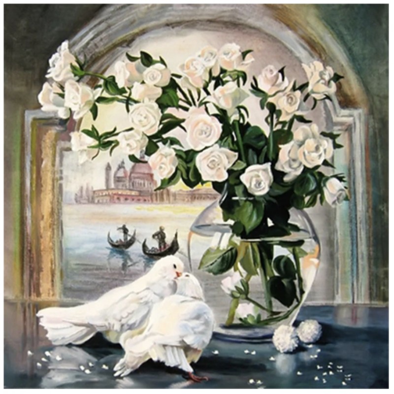 Weiße Rose - Tauben